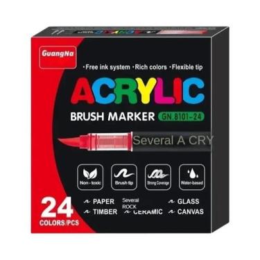 Imagem de Canetas De Tinta Acrílica Com Ponta De Pincel Em 12-120 Cores Para Art