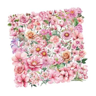 Imagem de Sclmgo Conjunto de 50 Adesivos Decorativos Transparentes em Formato de Flor para Scrapbook, à Prova D'água, em PET, com Estilo Vintage, Ideais para Artes