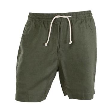 Imagem de Shorts Masculino Lado Avesso Linho Verde Militar - LH17612-Masculino