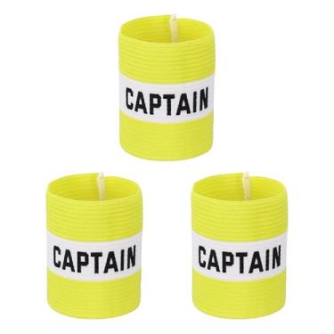 Imagem de YELARXI Braçadeira Capitão, Braçadeira de Capitão de Futebol Elásticas Ajustáveis Braçadeiras Líder Team Sport Rugby Player Band 10,4 x 8,6 cm e Amarelo/Branco e 3 peças Adequado para (Treinamento de
