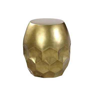 Imagem de Mesa lateral em forma de tambor com detalhes em forma de tambor, mesa de centro pequena, mesa de cabeceira e mesa de cabeceira, para sala de estar e quarto pequena mesa de centro (ouro)