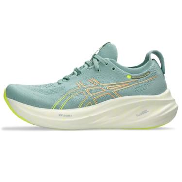 Imagem de ASICS Tênis de corrida feminino Gel-Nimbus 26, Celadon claro/amarelo seguro, 40