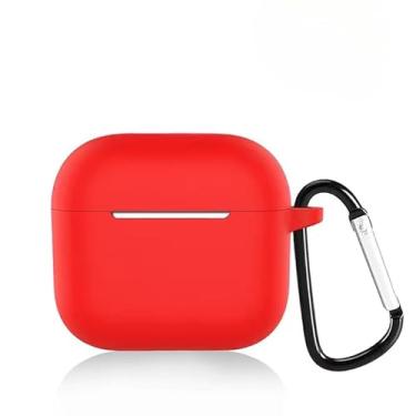 Imagem de Capa para AirPods 4 com chaveiro, capa protetora de silicone de pele macia, capa protetora antiqueda (vermelha)