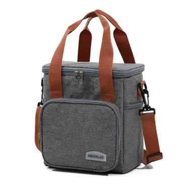 Imagem de Bolsa Térmica Portátil com Duas Camadas Impermeável para Lanches e Marmitas, Grande Capacidade, Isolamento para Trabalho, Passeios e Uso Diário (Cinza)