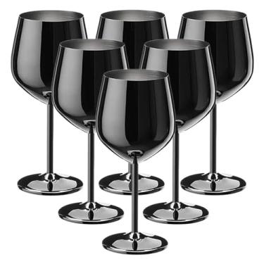 Imagem de 6 peças de aço inoxidável para coquetéis criativos de metal bar de vinho restaurante champanhe copo de vinho tinto copo de bar 、 mobiliário doméstico (preto)