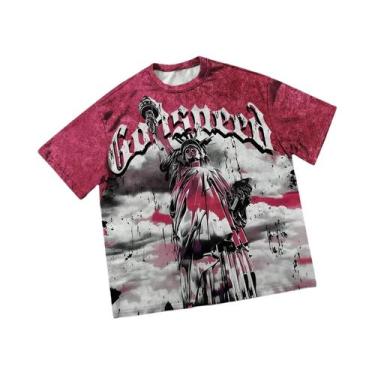 Imagem de Camiseta Masculina Casual De Verão 2025 Com Estampa 3D De Anjo, Respir