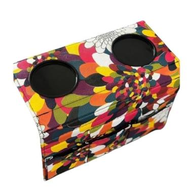 Imagem de Bandeja Esteira para braco sofa marrom mescla porta copos e porta controles Copos e Porta-Controles - Suporte para Celular e Objetos Pessoais - Prático e Resistente(Mandala)