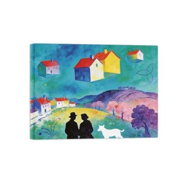 Imagem de Impressões em tela de arte de parede de surrealismo - casa de árvore de montanha céu-paisagem decoração pintura quadros para sala de estar pronto para pendurar 30x40cm12x16in tela embrulhada