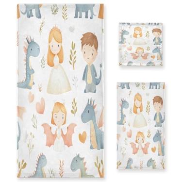 Imagem de xigua Conjunto de toalhas de banheiro princesa com dragões absorvente macio 3 peças toalha de banho toalha de mão toalhas decorativas para banheiro, academia, hotel, praia, piscina