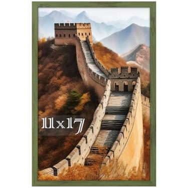 Imagem de Picrit Porta-retrato 28 x 43 cm, moldura para exibição de parede, grão de madeira verde