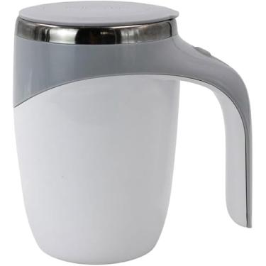 Imagem de Caneca Magnética Aço Inox Misturadora Automática de Bebidas 380ml, Bateria Recarregável USB, Base Antiderrapante, Copo Elétrico Mixer de Café, Leite em Pó, Shakes, Whey Protein, Achocolatado (Branca)
