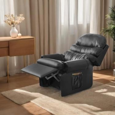 Imagem de Poltrona do Papai Amamentação Reclinavel Sala Quarto Corino Corano Acolchoada Preto Top Sofas