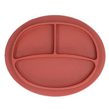 Imagem de TOPINCN Pratos para Crianças, Placa de Sucção para Bebês, Prato Infantil de Silicone Antiderrapante Com Design Dividido para Refeições Infantis, Laváveis ​​na Máquina de Lavar Louça, Sem (Vermelho