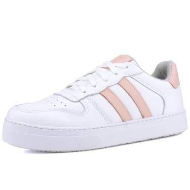 Imagem de Tênis Casual Feminino Mr. Gutt Couro legitimo leve Confortável (branco/nude, BR, Adulto, Numérico, 39)