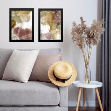 Imagem de Kit 2 Quadros Sala Abstratos Aquarelados 45X34Cm