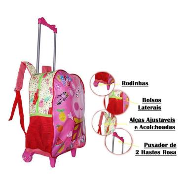 Imagem de Mochila Peppa Pig Rodinhas Infantil Feminina Escolar Oficial