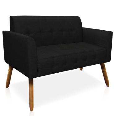 Imagem de Poltrona Namoradeira Decorativa Pés Palito Karen Linho Preto - Gran Belo