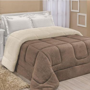 Imagem de Edredom Coberdrom Fenix Queen Sherpa e manta Bege