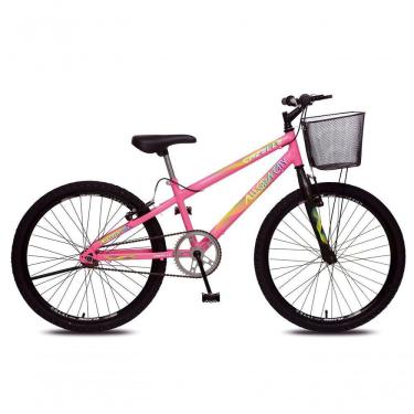 Imagem de Bicicleta Allegra City Aro 24 Sem Marchas Freios V-brake E Cestão Colli Rosa Neon