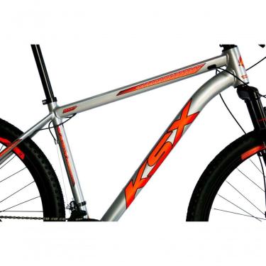 Imagem de Bicicleta Aro 29 Ksx Sd7 21v Cabos Internos Alumínio Freios A Disco Garfo Suspensão Prata Laranja Tamanho 19