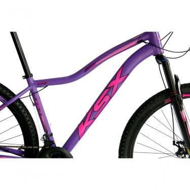 Imagem de Bicicleta Aro 29 Ksx Sd7 Feminina 21v Cabos Internos Alumínio Freios A Disco Garfo Suspensão Lilas Rosa Tamanho 17