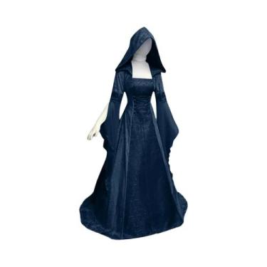 Imagem de Vestido De Bruxa Deluxe Com Capuz Para Mulheres, Fantasia Medieval Ren