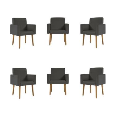 Imagem de Kit 6 Poltronas Nina Decorativa Recepção Sala Oferta Courino Cor:courino Cinza