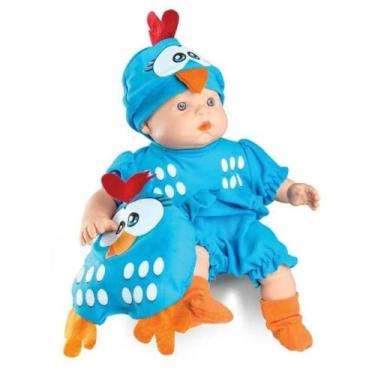 Imagem de Roma boneca da galinha pintadinha mini baby com travesseiro, Azul, Gal