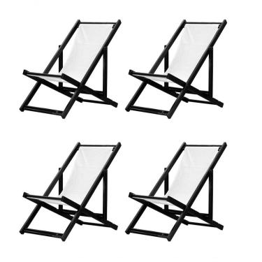 Imagem de Kit 4 Espreguiçadeiras Dobrável Black Sb-branco