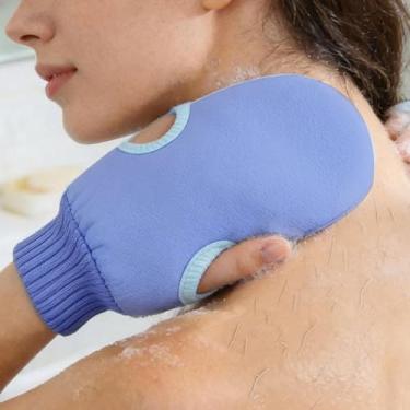 Imagem de Luvas de banho esfoliantes corporais - Luvas de banho macias para cuidados com a pele, luvas de esfoliação corporal para esfoliação e limpeza (azuis)