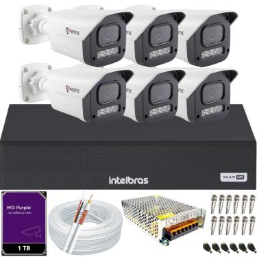 Imagem de Kit 6 Câmeras Full Color C/Áudio Dvr Intelbras 8ch 1TB Purple