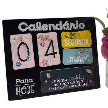Imagem de Calendário de Madeira Permanente Mesa Decorativa para Home Office Escr
