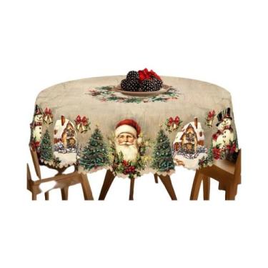 Imagem de Toalha De Mesa Vintage Estilo Fazenda Para Natal Com Padrão De Papai N