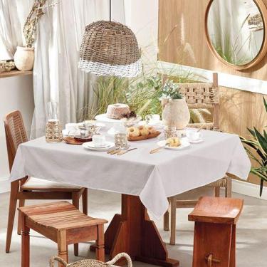 Imagem de toalha para mesa retangular tecido oxford branco 1,45x2,50 - B.F CONFE