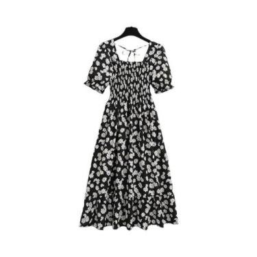 Imagem de Vestido Casual Feminino De Verão E Primavera Com Cintura Elástica Em C