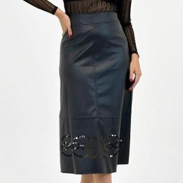 Imagem de Saia Doce Trama Midi em P.u Feminina-Feminino