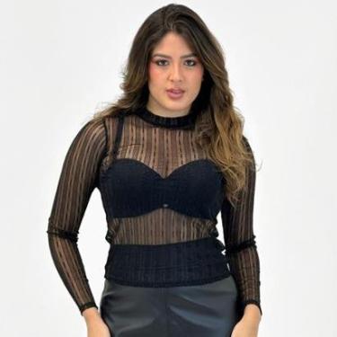 Imagem de Blusa Doce Trama de Tule Manga Longa Feminina-Feminino