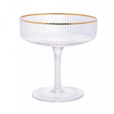 Imagem de Taça De Vidro Coupe C/ Borda Dourada Lines Wollf 200ml