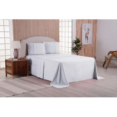 Imagem de Jogo Lençol 3 Peças Quarto Cama Casal Padrâo Micro Percal 400 Fios Pon