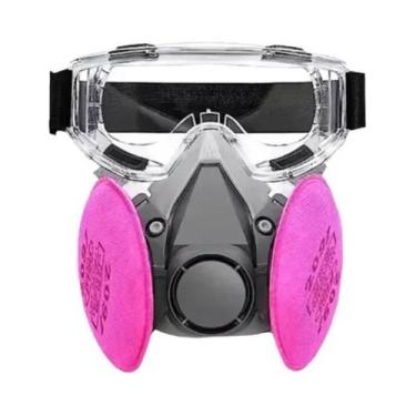 Imagem de Máscara Respiratória De Meia Face Com Filtro E Óculos De Proteção Para