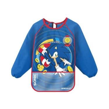 Imagem de Avental Infantil Impermeável c/ Bolso e Manga Comprida Sonic Leonora -