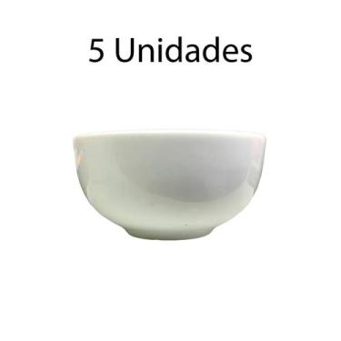 Imagem de Kit 5 Tigelas Cumbuca Capri Porcelana Branca 300ml Terramada