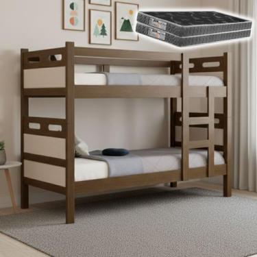 Imagem de Beliche Solteiro 100% MDF Reforçada Que Vira 2 Camas Com 2 Colchões D2