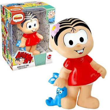 Imagem de Boneca Mônica 18cm de Vinil com Sansão e Articulação no Pescoço Turma 