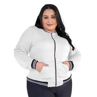 Imagem de Jaqueta Bomber Feminina Plus Size Com Bolsos G1 G2 G3 Blusa Frio Donna Martins-Feminino