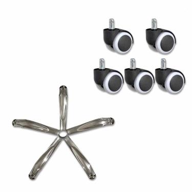 Imagem de Conjunto Rodinha e Base Estrela Cadeira de Escritorio Giratoria Trabalho Estudos Quarto Resistente Reparo Peça Conserto