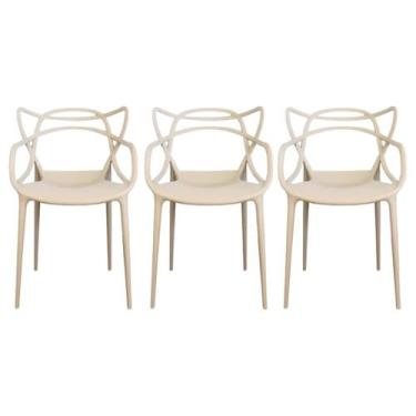 Imagem de Kit 3 Cadeiras Modernas Sala De Jantar Cozinha Allegra Nude - DOM STAR