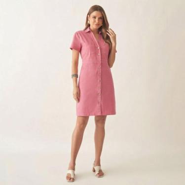 Imagem de Vestido Chemise Curto com Manga - Bloom, Rosa sweet, 38