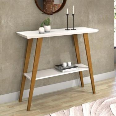 Imagem de Aparador Monaco c/ Prateliera MDF e Pés em Madeira Pinus Cor:Branco - 