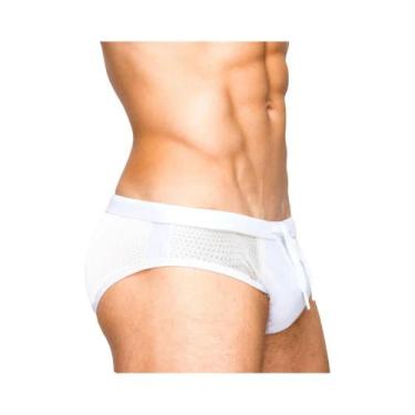 Imagem de Biquíni Masculino Preto Translúcido Com Efeito Push-Up, Secagem Rápida